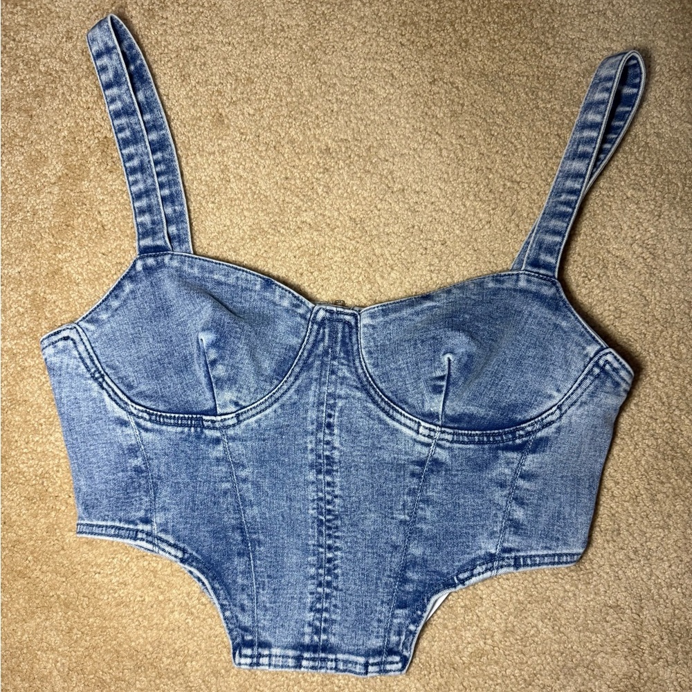 Signature Blue Denim Bustier Size Large